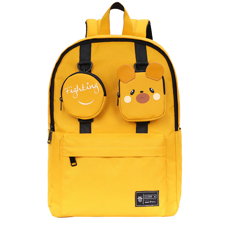 High school students creative backpack personality junior high school girl schoolbag solid color small pocket backpack