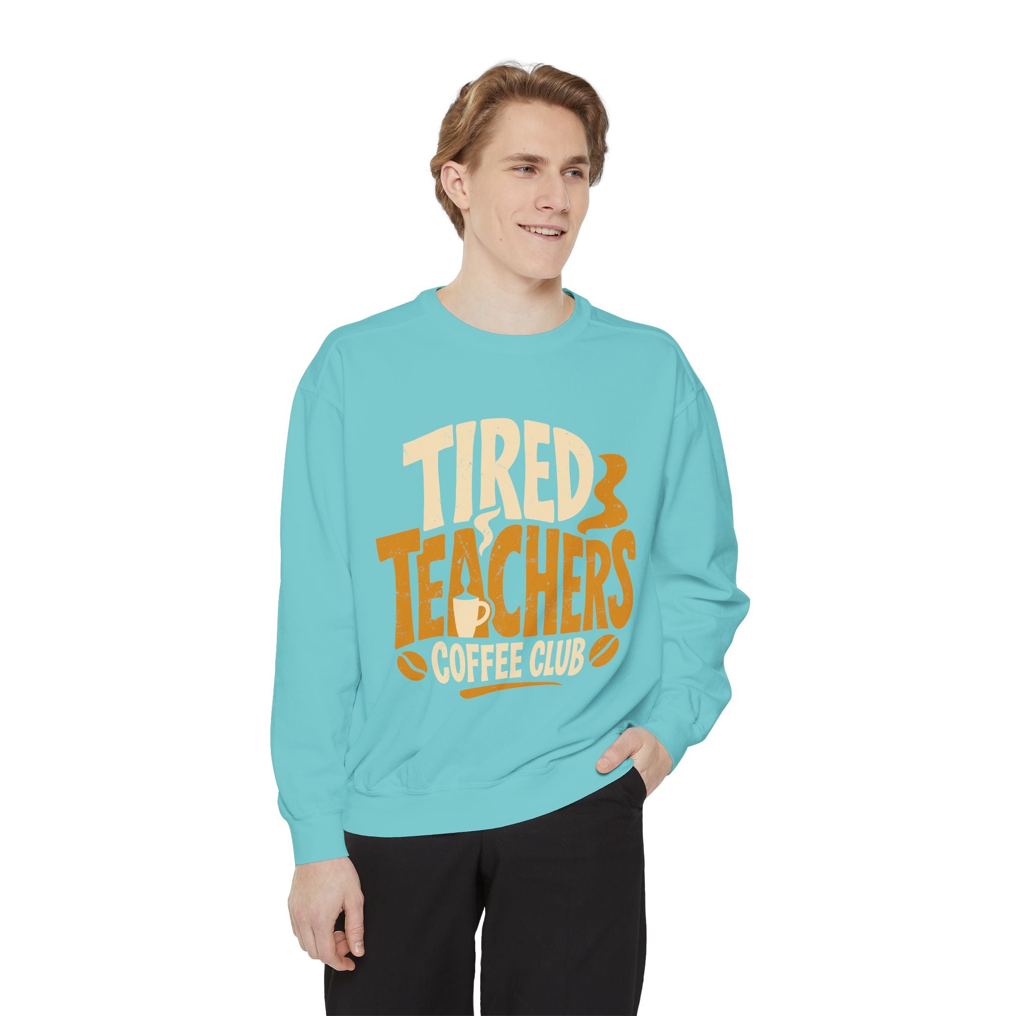Tired Teachers Coffee Club Comfort Colors Sweatshirt, Funny Teacher Coffee Shirt, Educator Gift, Teacher Life Pullover