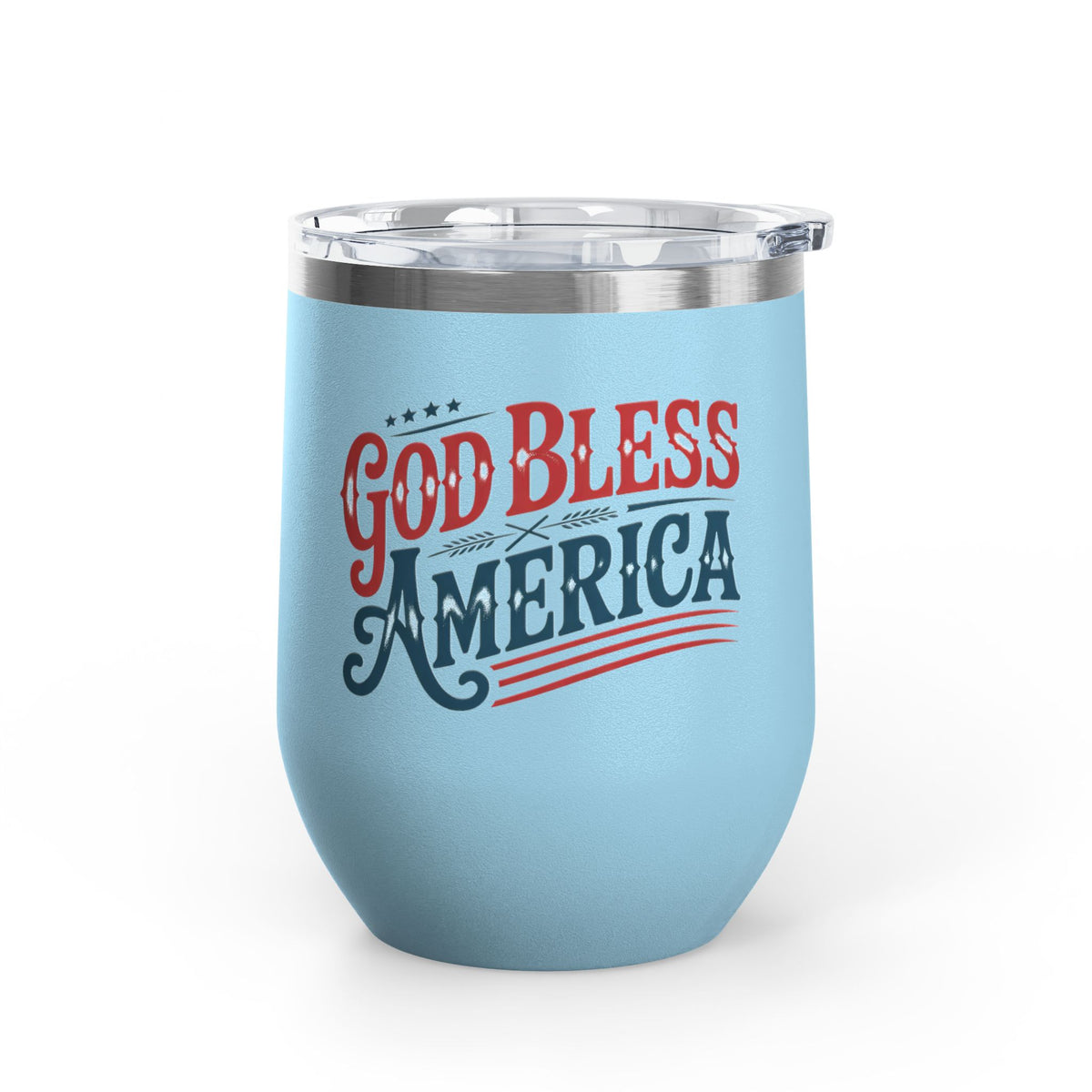 God Bless America Wine Tumbler, Patriotic Drinkware for Women, USA Wine Cup, Fourth of July Gift, American Pride Gift, Red White Blue Cup