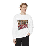 Merry Christmas Leopard Print Sweatshirt, Trendy Holiday Crewneck, Cheetah Lettering Pullover, Festive Gift for Women, Mom or Teacher