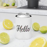 Floral Hello Can Cooler, Cute Beer Can Holder, Flower Drink Sleeve, Personalized Beverage Cozy, Summer Party Gift, Bridesmaid Gift for Her