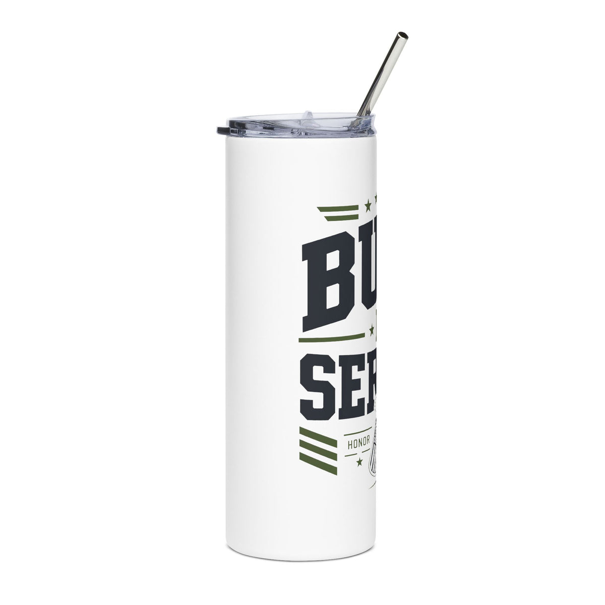 Military Service Skinny Tumbler, Built by Service Travel Cup, Dog Tag Design, Patriotic Gift for Service Member, Military Appreciation