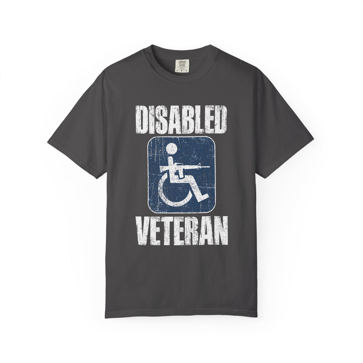 Disabled Veteran Shirt, Distressed Wheelchair and Rifle Graphic, Military Service Pride, Veterans Day Gift and Everyday Casual Wear