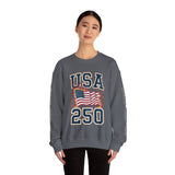 USA 250 Sweatshirt, American Flag Crewneck, Patriotic Pullover, USA 250th Anniversary Gift, Fourth of July Shirt, Americana Top