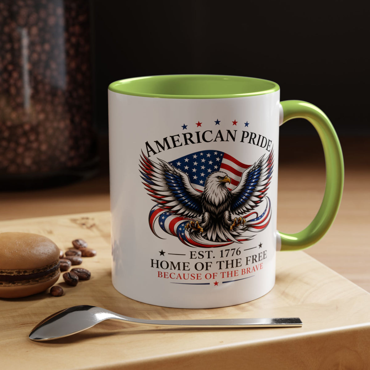American Pride Eagle Mug, Patriotic Bald Eagle Coffee Mug, Home of the Free Because of the Brave Gift, USA Veteran Mug