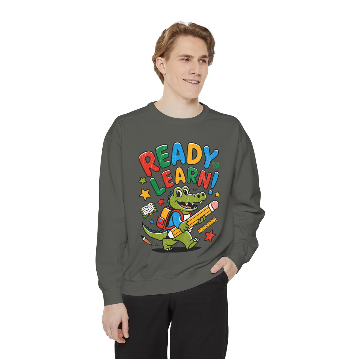 Ready to Learn Alligator Sweatshirt, Colorful Back to School Pullover, Cute Student Gift, Preschool Teacher Outfit, Classroom Style