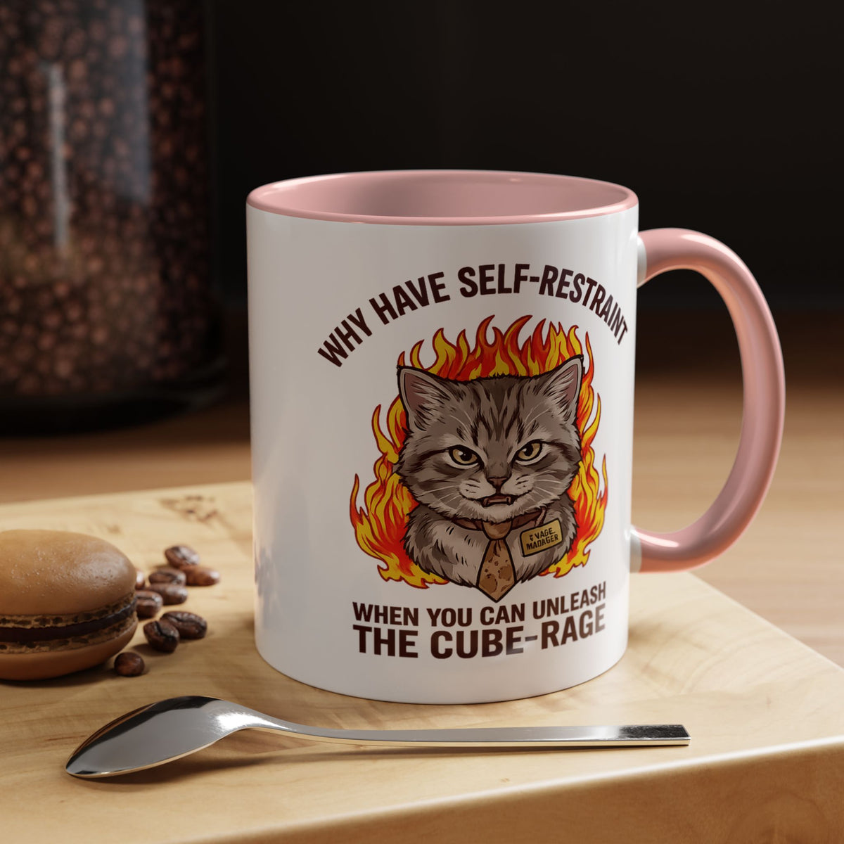 Funny Angry Cat Coffee Mug, Cube Rage Office Mug, Cat Lover Humor Gift, Workplace Stress Mug, Coworker Gift for Cat Owners