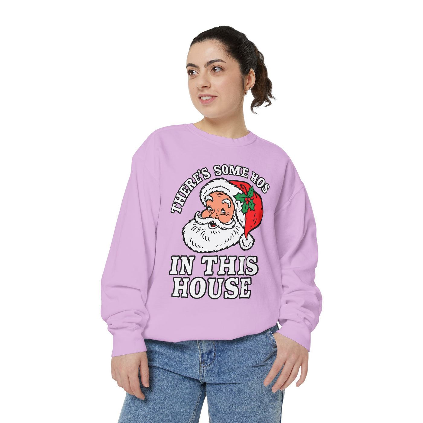 There's Some Ho's in This House Sweatshirt, Funny Santa Christmas Crewneck, Adult Holiday Party Pullover, Naughty Gift for Friends