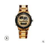 Senor Digital Watch Wood Watch Men Military Sport Wristwatch Mens Quartz Watches Top Brand Luxury Wooden Watch Male Relogio