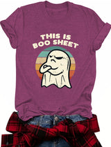 Halloween pattern round neck short sleeved shirt
