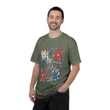 Patriotic Fireworks Shirt, Red White Blue Flower Graphic Tee, Americana T Shirt, Fourth of July Outfit, Vintage USA Gift for Women