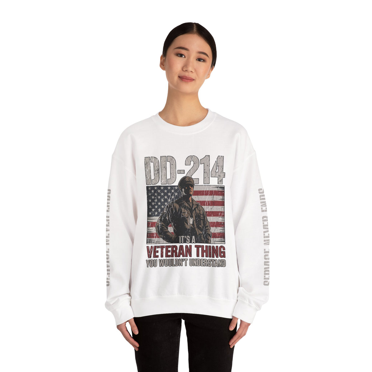 DD-214 Veteran Sweatshirt, Military Veteran Crewneck, American Flag Pullover, Veteran Gift for Him, Patriotic Fourth of July Top