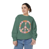 Floral Peace Sign Sweatshirt, Retro Daisy Crewneck for Women, Hippie Flower Gift, Cozy Boho Pullover for Festivals and Everyday Wear