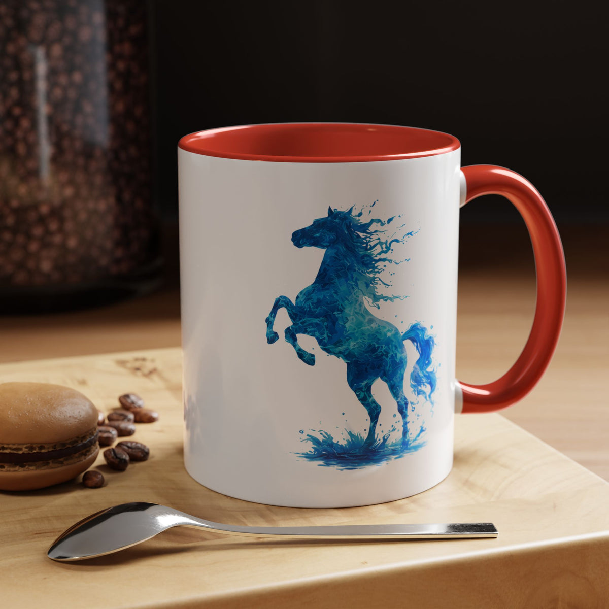 Blue Water Horse Mug, Abstract Horse Lover Coffee Mug, Majestic Stallion Art Cup, Equestrian Gift for Horse Lovers
