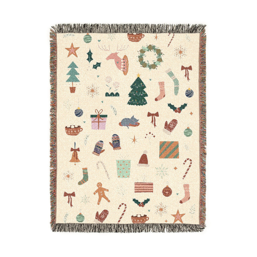 Christmas Pattern Blanket, Festive Holiday Throw for Cozy Winter Home Decor, Cute Christmas Gift, Scandinavian Style Sofa Blanket