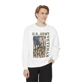 US Army Veteran Sweatshirt, American Flag Camo Crewneck, Military Dog Tag Pullover, Patriotic Soldier Gift, Retirement or Veterans Day Top