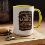 Funny Adult Humor Mug, Warning Total Asshole Coffee Mug, Sarcastic Gift for Men, Offensive Humor Cup, Funny Friend Gift