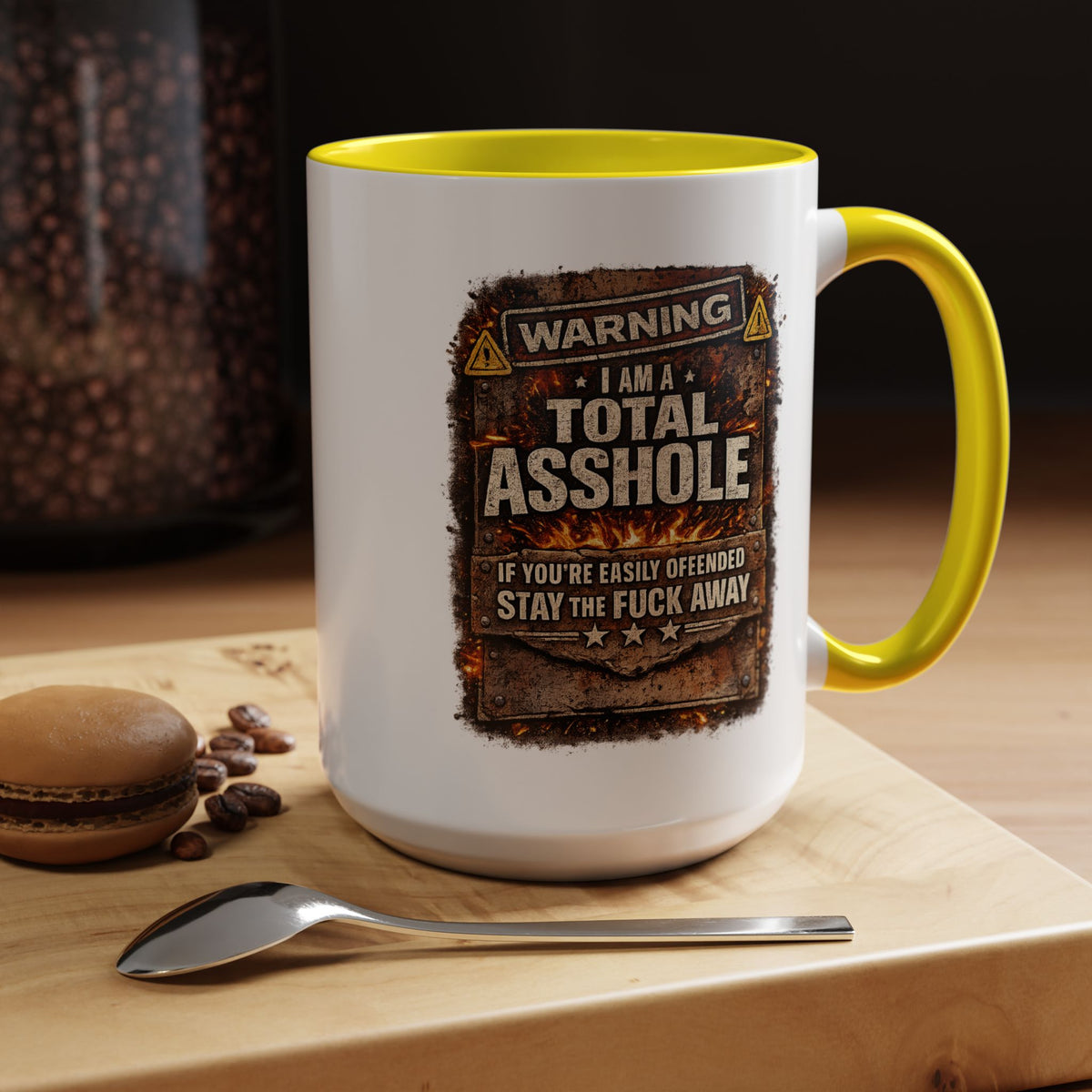 Funny Adult Humor Mug, Warning Total Asshole Coffee Mug, Sarcastic Gift for Men, Offensive Humor Cup, Funny Friend Gift