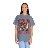 Proud Military Mom Shirt, Patriotic Army Mom T Shirt, Boots and Flowers Graphic Tee, American Flag Family Support Gift