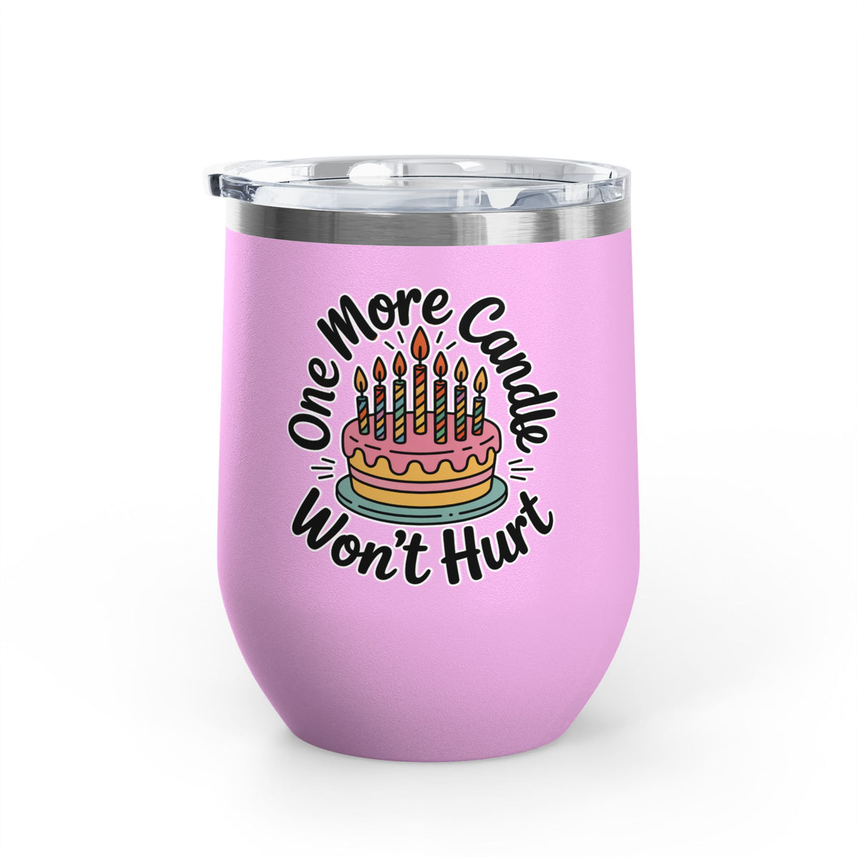 Funny Birthday Wine Tumbler, One More Candle Won't Hurt Cake Design, Getting Older Gift for a Best Friend or Coworker Who Loves a Laugh