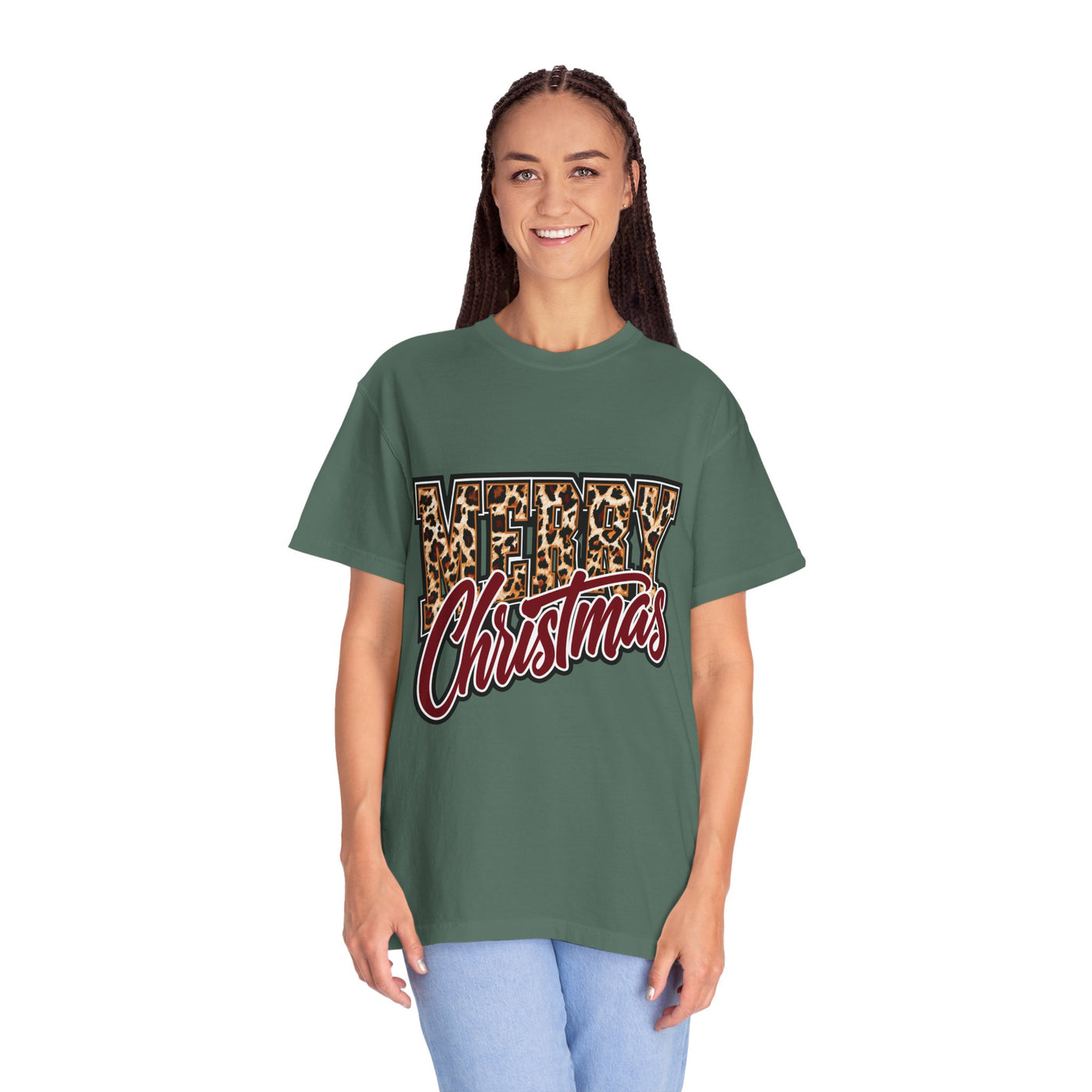 Merry Christmas Leopard Print Shirt, Trendy Holiday T-Shirt, Cheetah Lettering Xmas Tee, Festive Gift for Women, Mom, Teacher or Friend