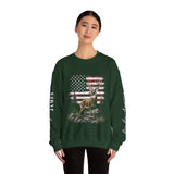 Personalized Hunting Sweatshirt, Custom Deer American Flag Pullover, Patriotic Outdoorsman Crewneck, Hunter Gift, Personalized Family Shirt