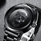 LIGE Simple Skull Stereoscopic Watch