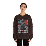 Stand for the Flag Kneel for the Cross Sweatshirt, Patriotic Christian Crewneck, American Flag Pullover, Faith Gift, Fourth of July Top
