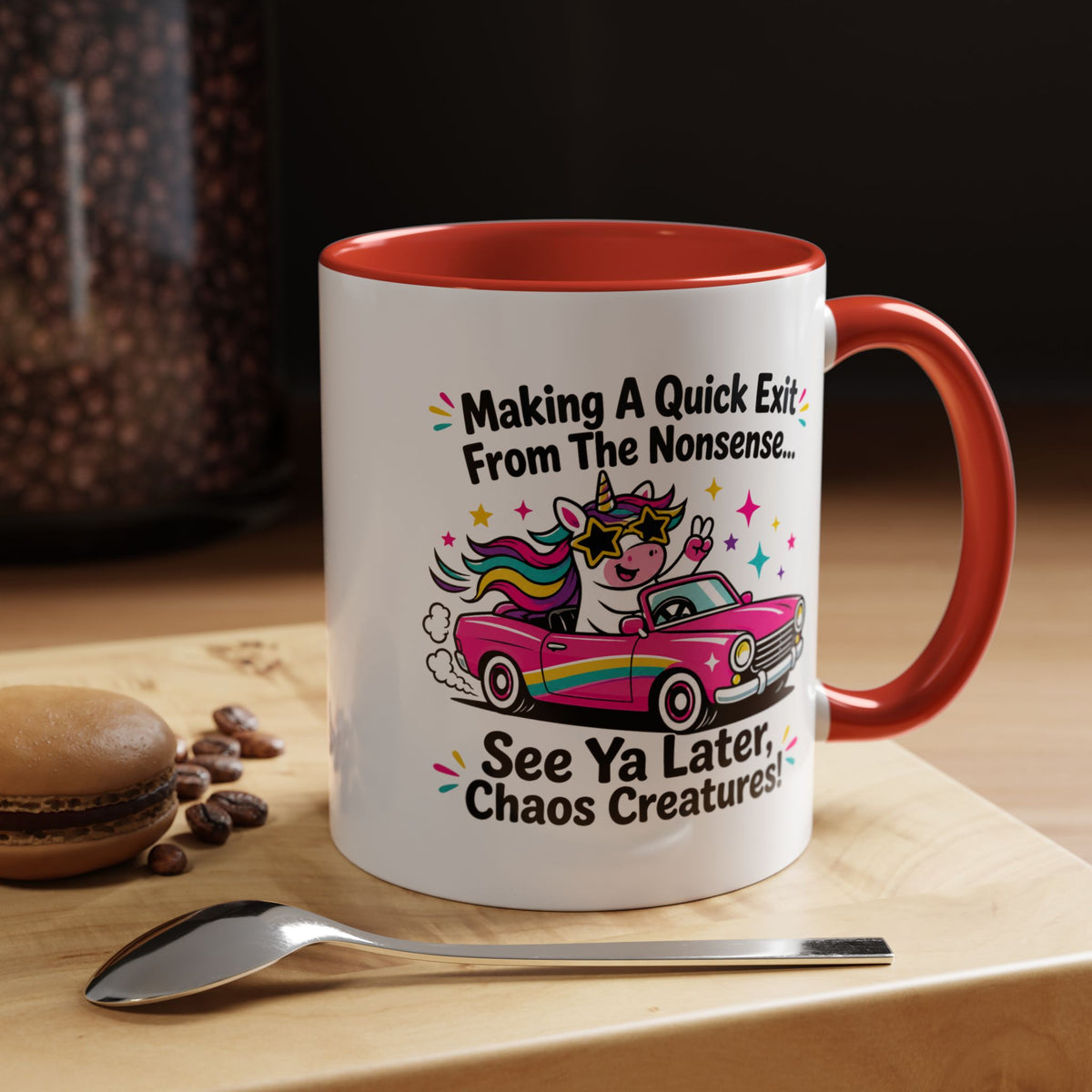 Funny Unicorn Coffee Mug, Making My Quiet Exit From The Nonsense Mug, Sarcastic Unicorn Gift, Chaos Creature Coffee Cup, Funny Coworker Mug