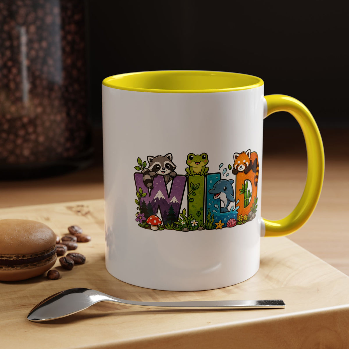 Wild Animal Mug, Colorful Nature Coffee Cup, Cute Wildlife Lover Gift for Kids, Zoo Teacher Classroom Drinkware, Birthday Present for Kids