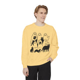 Ghost Cat Halloween Sweatshirt, Cute Spooky Cats and Ghosts Pullover, Cozy Pet Lover Gift, Minimal Black and White Fall Outfit for Women