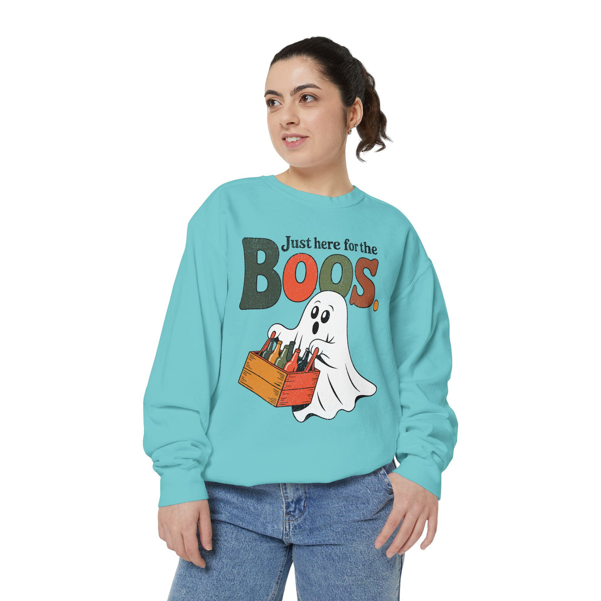 Funny Halloween Ghost Sweatshirt, Where My Boos At Party Pullover, Spooky Season Drinking Gift for Beer Lover, Adult Costume Party Outfit