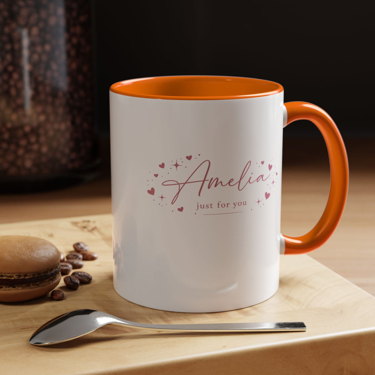 Personalized Name Coffee Mug, Custom Name Mug for Her, Just for You Gift Mug, Minimalist Pink Coffee Cup, Unique Birthday Gift