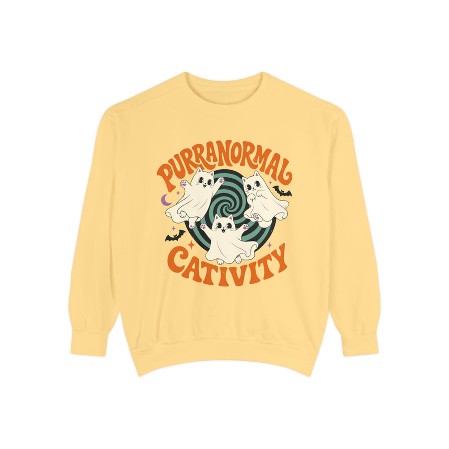 Purranormal Cativity Sweatshirt, Funny Halloween Cat Crewneck, Ghost Kitty Shirt for Cat Lover, Spooky Season Gift, Cute Fall Outfit