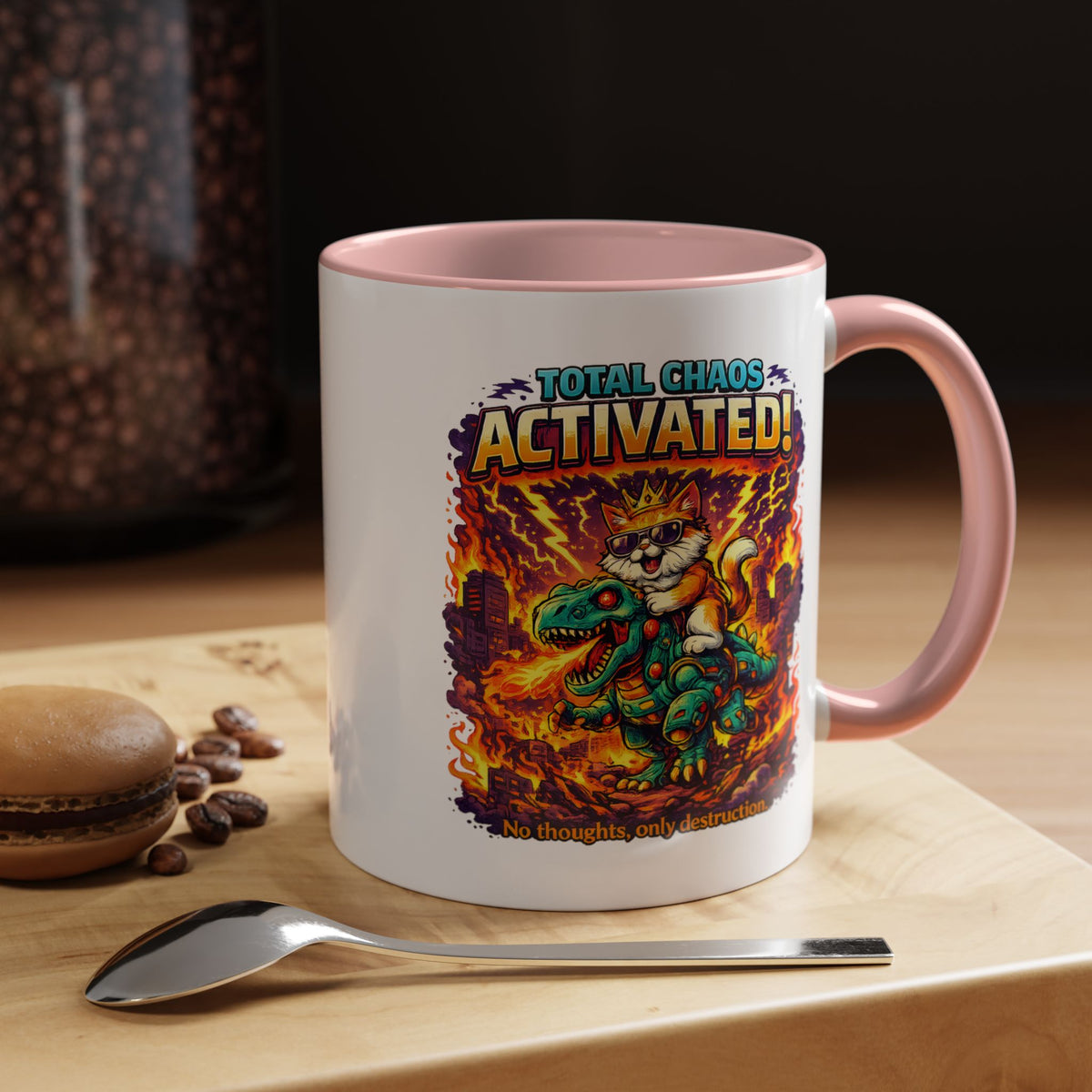 Funny Cat Mug, Chaos Cat Coffee Mug, Cat Lover Gift, Dinosaur Cat Mug, Sarcastic Cat Cup, Gamer Cat Gift, Cat Mom Present