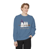 We Boo at Dawn Ghost Sweatshirt, Funny Halloween Witch Broom Pullover, Cute Spooky Season Gift for Friends and Ghost Lovers, October Outfit