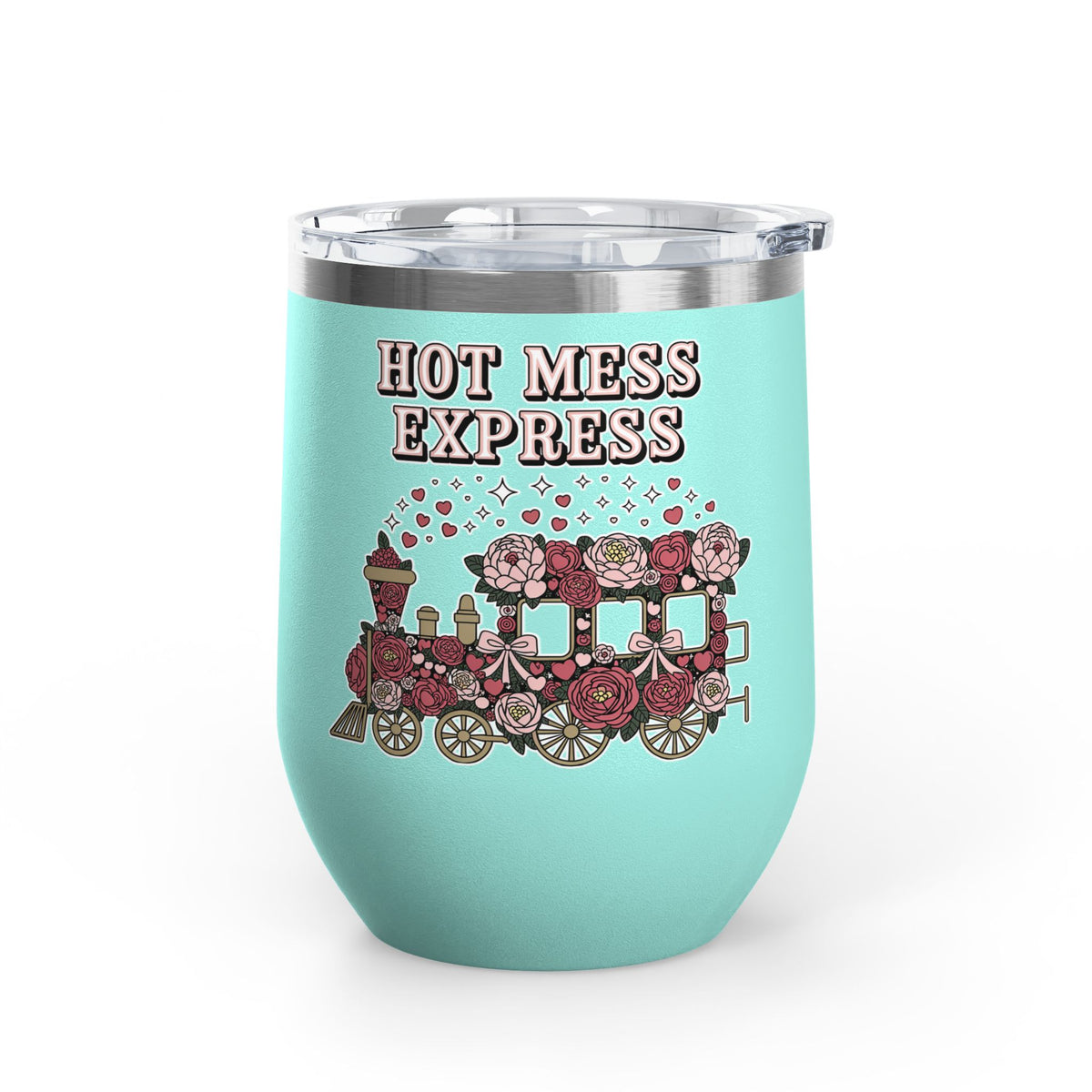Hot Mess Express Wine Tumbler, Floral Drinkware, Funny Gift for Busy Moms, Besties, Coworkers and Chaos Coordinators