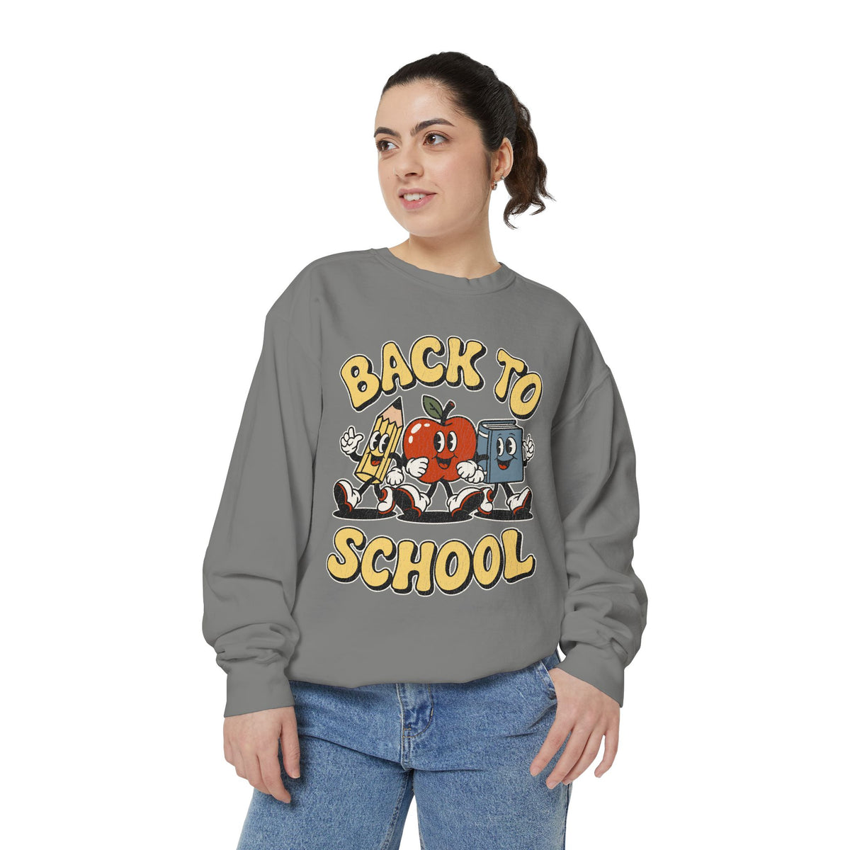Back to School Sweatshirt, Retro Apple Pencil and Book Pullover, Teacher Crewneck, First Day Classroom Outfit, Educator Gift, School Staff