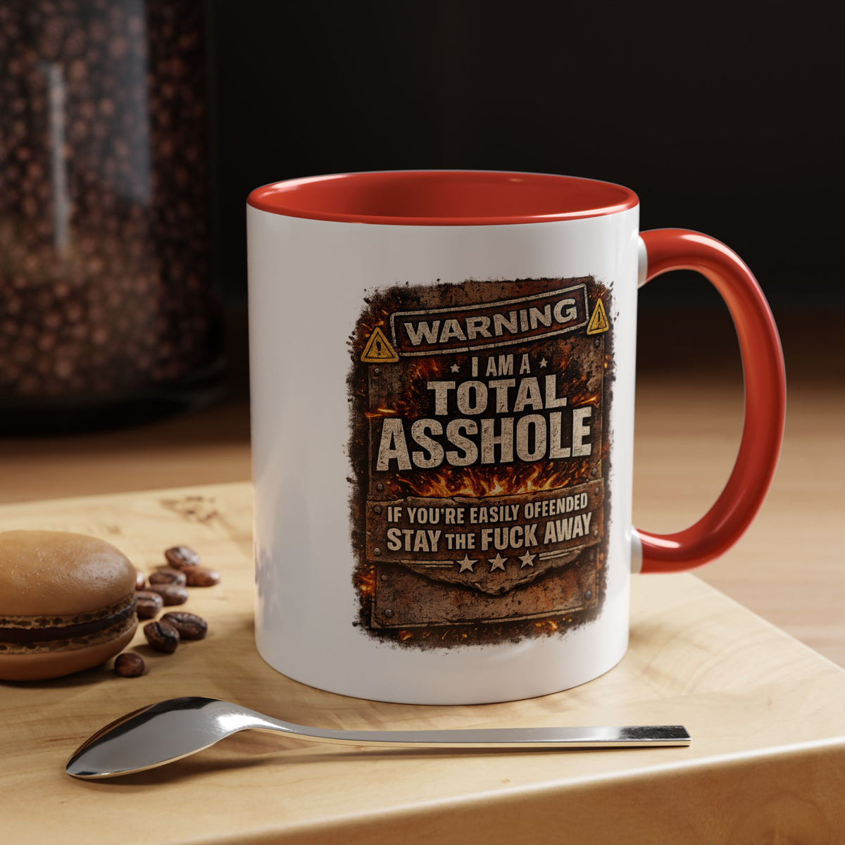 Funny Adult Humor Mug, Warning Total Asshole Coffee Mug, Sarcastic Gift for Men, Offensive Humor Cup, Funny Friend Gift