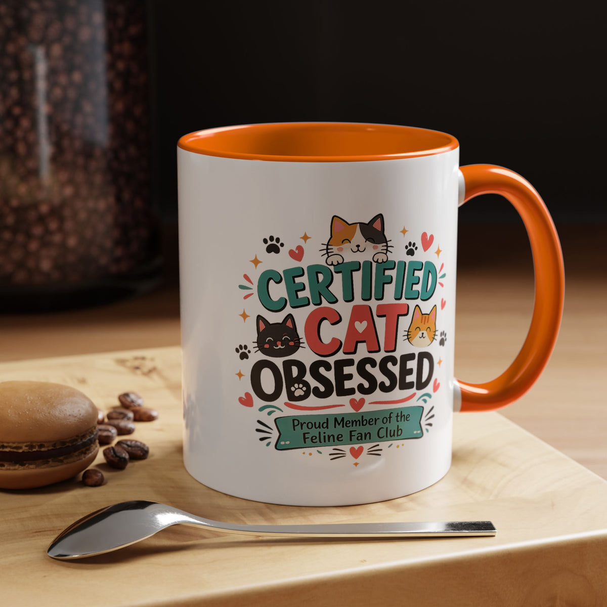 Cat Lover Coffee Mug, Certified Cat Obsessed Mug, Funny Cat Mom Gift, Cute Feline Fan Club Cup, Cat Owner Present for Pet Lovers