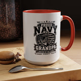 Proud Navy Grandpa Mug, US Navy Veteran Coffee Cup, Patriotic Military Grandfather Gift, Anchor of the Family Birthday Present