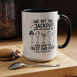 Personalized Best Dad Ever Mug, Custom Father's Day Coffee Mug with Kids Names, Funny Jackpot Dad Gift, Unique Family Keepsake Cup