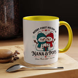 Personalized First Christmas Grandparents Mug, Nana and Pops Holiday Coffee Cup, New Grandparent Gift, Custom Names and Established Year