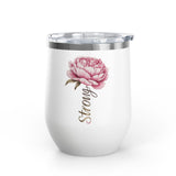 Floral Wine Tumbler, Pink Peony Insulated Tumbler, Flower Lover Gift, Elegant Drink Cup for Women, Summer Gift, Birthday Gift for Her