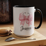 Personalized Nurse Mug, Custom Nurse Name Coffee Mug, Pink Stethoscope Gift, RN Appreciation Gift, Nurse Graduation Cup