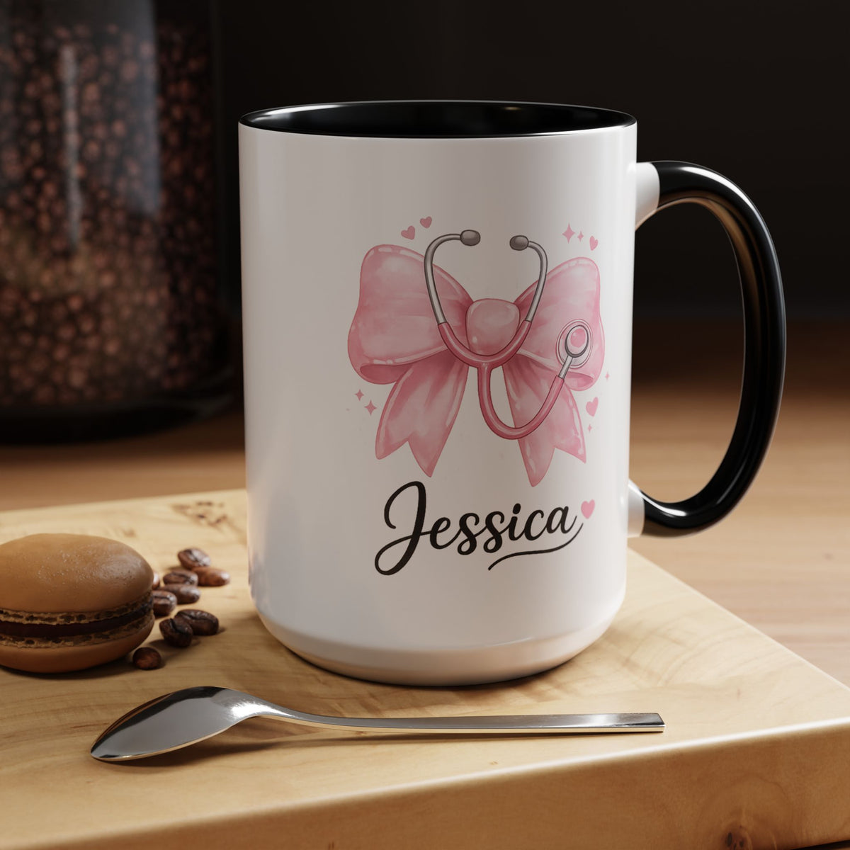 Personalized Nurse Mug, Custom Nurse Name Coffee Mug, Pink Stethoscope Gift, RN Appreciation Gift, Nurse Graduation Cup