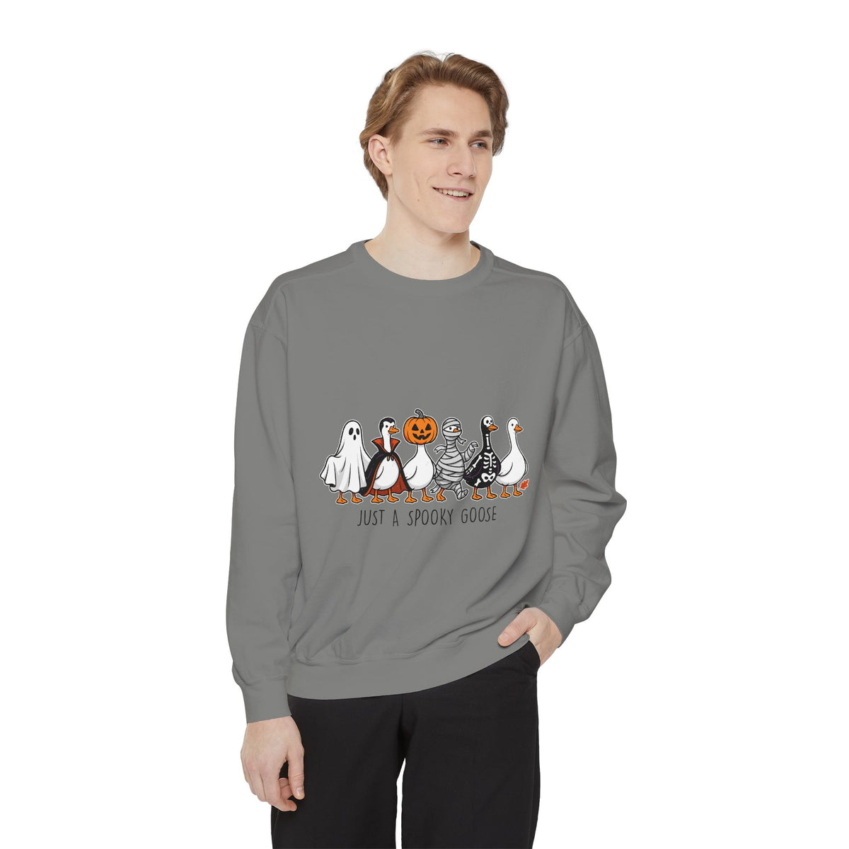 Just a Spooky Goose Sweatshirt, Funny Halloween Goose Crewneck, Cute Ghost Pumpkin Shirt, Animal Lover Gift, Cozy Spooky Season Fall Outfit