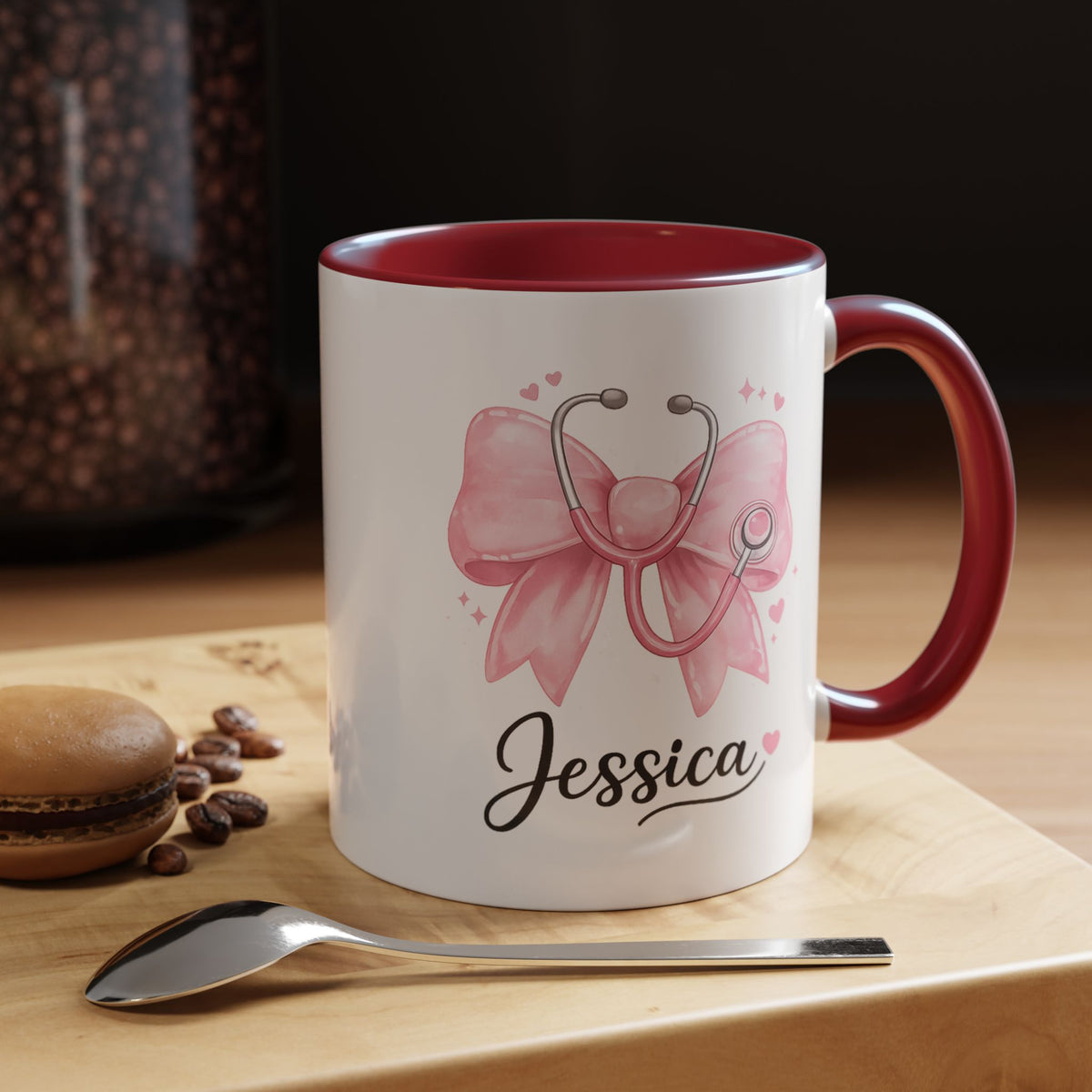 Personalized Nurse Mug, Custom Nurse Name Coffee Mug, Pink Stethoscope Gift, RN Appreciation Gift, Nurse Graduation Cup