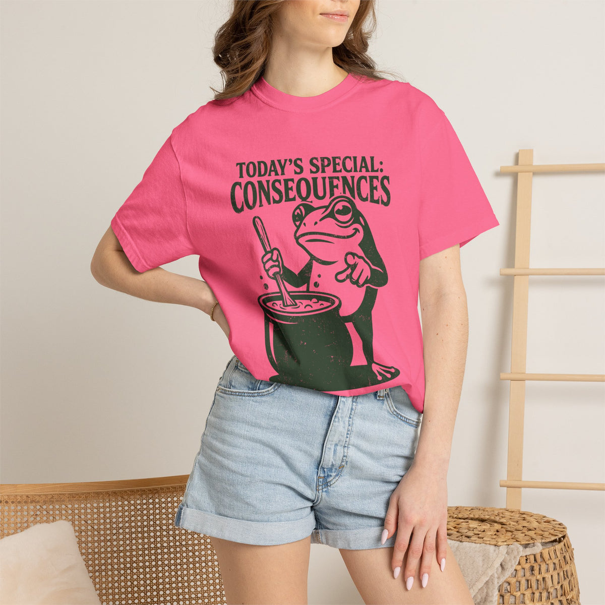 Funny Frog Consequences Shirt Comfort Colors Tee, Today's Special Consequences Teacher Shirt, Classroom Humor Gift, Retro Frog Graphic Tee