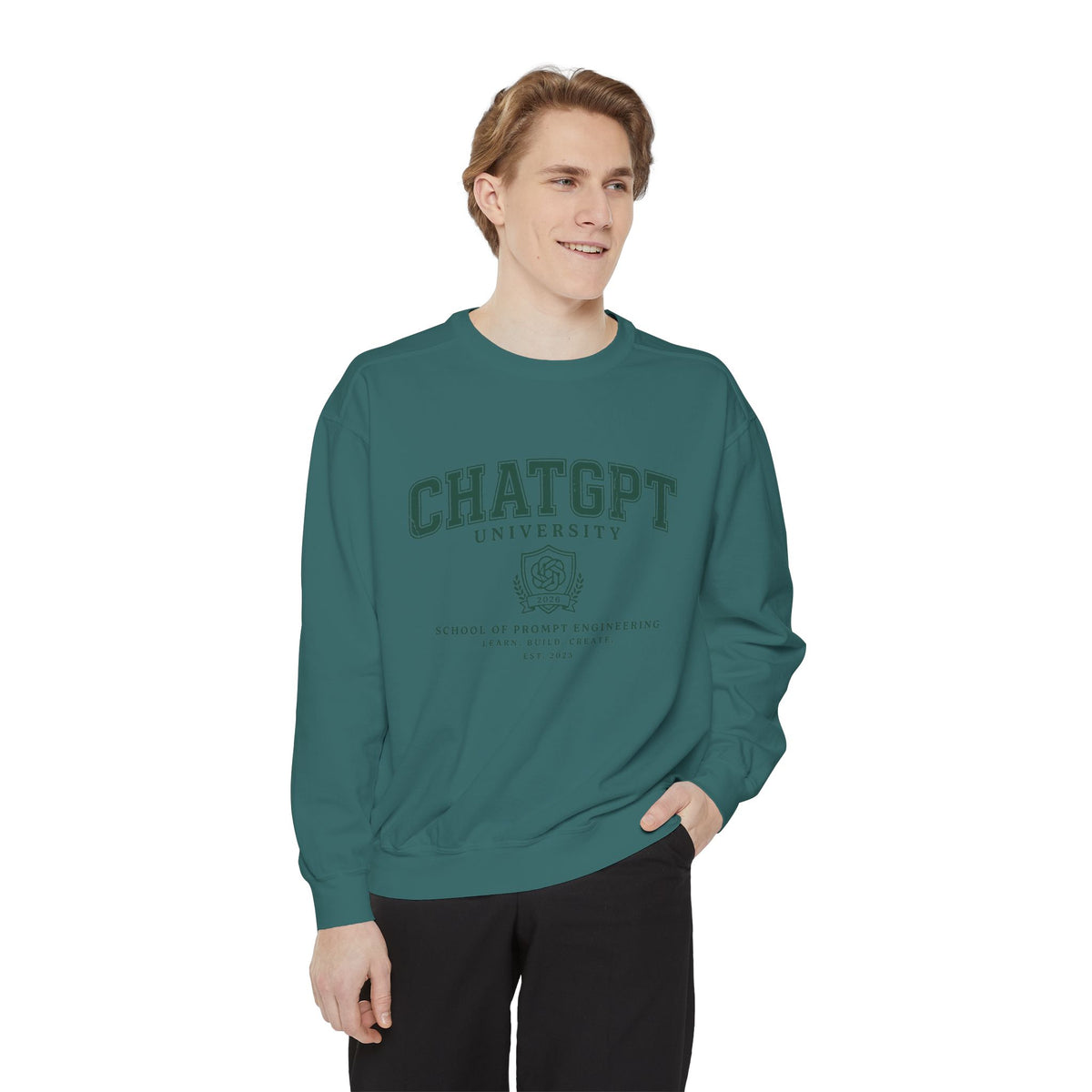 ChatGPT University Sweatshirt, Prompt Engineering Crewneck, AI Student Gift, Funny Tech Pullover, Coder Graduation Campus Outfit 2026